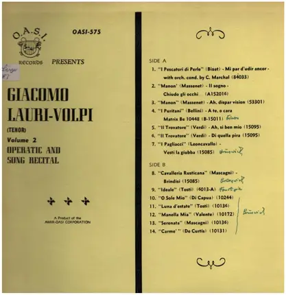 Lauri-Volpi - Operatic and Song Recital
