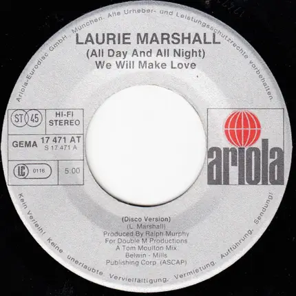 Laurie Marshall - 'All Day & All Night' We Will Make Love