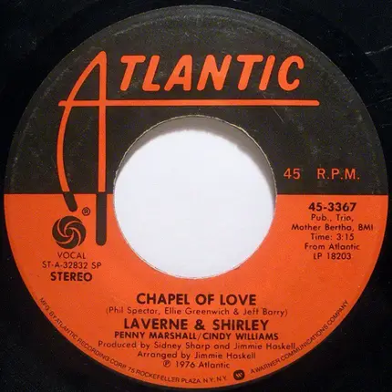 Laverne & Shirley - Chapel Of Love