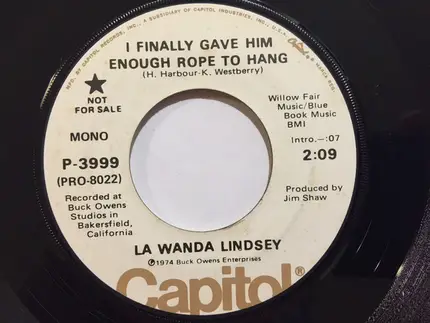 Lawanda Lindsey - I Finally Gave Him Enough Rope To Hang
