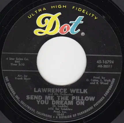 Lawrence Welk And His Orchestra - Moonlight And Roses / Send Me The Pillow You Dream On