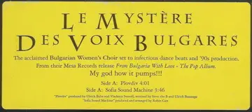 Le Mystère Des Voix Bulgares - Plovdiv / Sofia Sound Machine