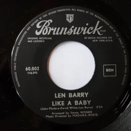 Len Barry - Like A Baby / Happiness (Is A Girl Like You)