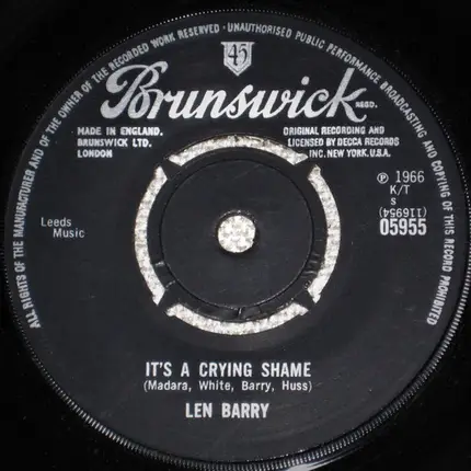 Len Barry - Somewhere / It's A Crying Shame