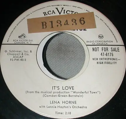 Lena Horne With Lennie Hayton And His Orchestra - It's All Right With Me / It's Love