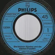 7inch Vinyl Single - Lena Valaitis - Die Kleinen Sünden Und Die Kleinen Freuden
