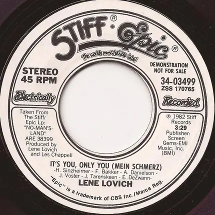 Lene Lovich - It's You, Only You (Mein Schmerz)