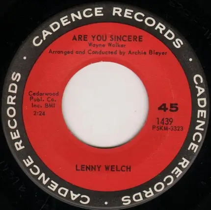 Lenny Welch - Since I Fell For You / Are You Sincere