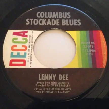 Lenny Dee - Blues Stay Away From Me / Columbus Stockade Blues