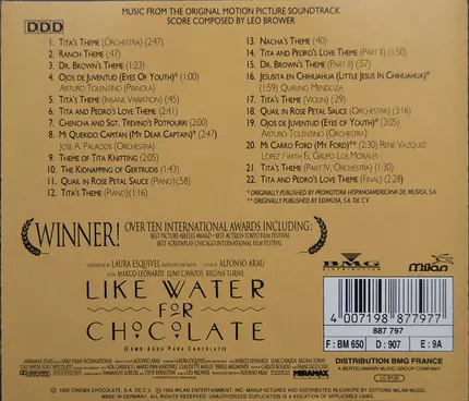 Leo Brouwer - Like Water For Chocolate (Music From The Original Motion Picture Soundtrack)