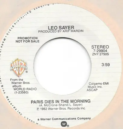 Leo Sayer - Paris Dies In The Morning
