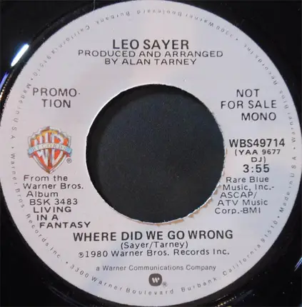 Leo Sayer - Where Did We Go Wrong