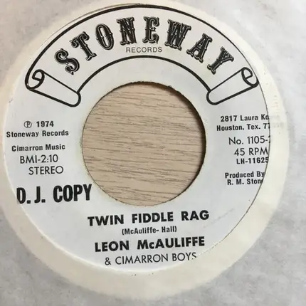 Leon McAuliffe And His Cimarron Boys - My Blue Heaven / Twin Fiddle Rag