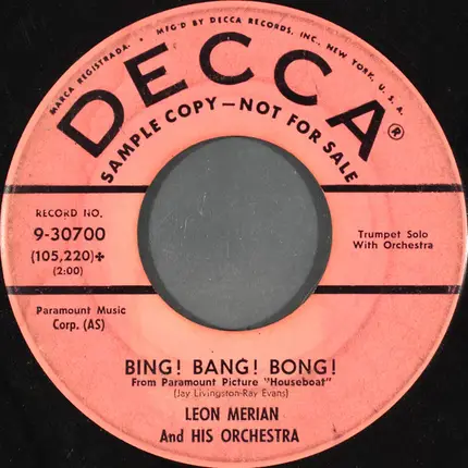 Leon Merian And His Orchestra - One Day I'll Buy A Trumpet = Un Giorno O L'Altro (Mi Comrero Una Tronba)