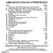 Double CD - Leonard Slatkin , Nashville Symphony Orchestra - Abraham Lincoln Portraits