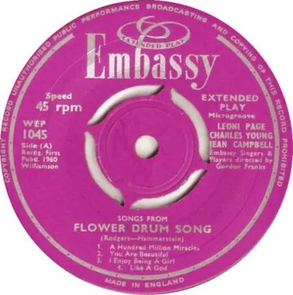 Leoni Page , Charles Young , Jean Campbell And Embassy Singers & Players - Songs From 'Flower Drum Song'