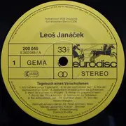 LP - Leoš Janáček , Peter Schreier , Gertrud Lahusen-Oertel , Berliner Solisten , Marián Lapšanský - Tagebuch Eines Verschollenen