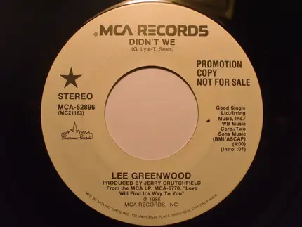 Lee Greenwood - Didn't We