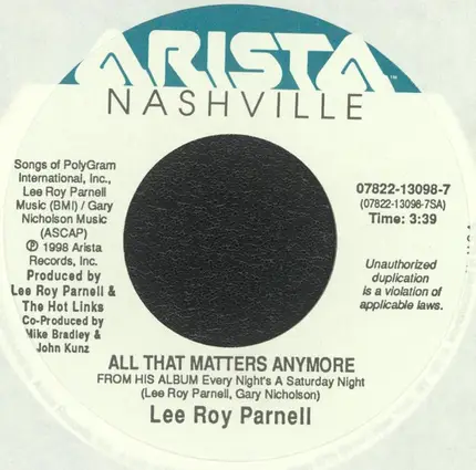 Lee Roy Parnell - All That Matters Anymore