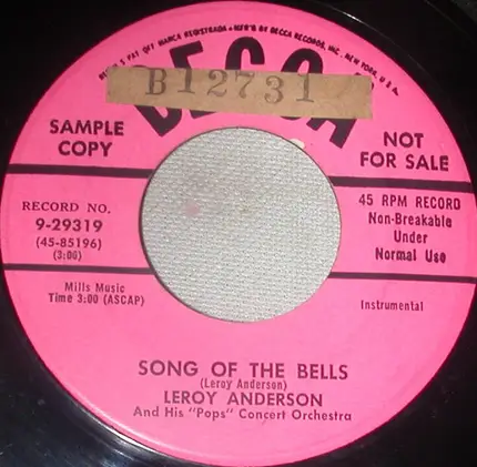 Leroy Anderson And His 'Pops' Concert Orchestra - Song Of The Bells