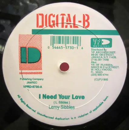 Leroy Sibbles / Anthony Malvo - I Need Your Love / Control The Feeling