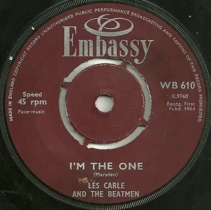 Les Carle And The Beatmen / The Typhoons - I'm The One / Hippy Hippy Shake