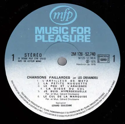 Les Crévaindieu - Chansons Paillardes