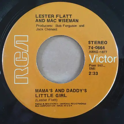 Lester Flatt And Mac Wiseman - Salty Dog Blues / Mama's And Daddy's Girl