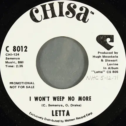 Letta Mbulu - I Won't Weep No More / You Touched Me