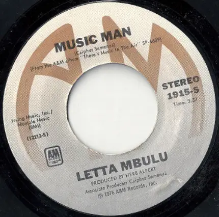 Letta Mbulu - Music Man / Rainy Day Music