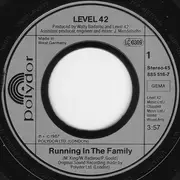 7inch Vinyl Single - Level 42 - Running In The Family - Silver Injection Labels