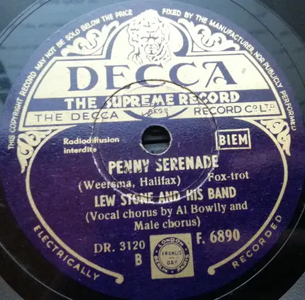 Lew Stone And His Band - All Ashore / Penny Serenade