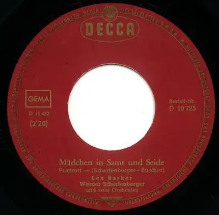 Lex Barker - Mädchen In Samt Und Seide / Ich Bin Morgen Auf Dem Weg Zu Dir