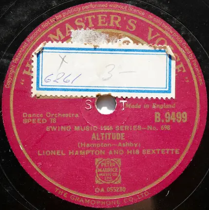 Lionel Hampton And His Orchestra / Lionel Hampton And His Sextet - A Ghost Of A Chance / Altitude