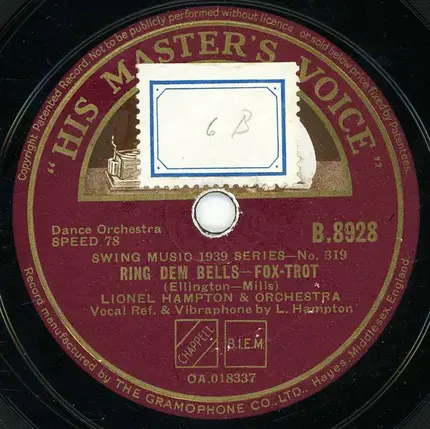 Lionel Hampton And His Orchestra - Ring Dem Bells / I'm In The Mood For Swing