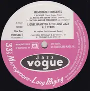 LP - Lionel Hampton And The Just Jazz All Stars - Memorable Concerts