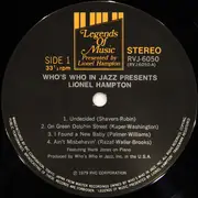 LP - Lionel Hampton Featuring Hank Jones - Who's Who In Jazz Presents Lionel Hampton Featuring Hank Jones - INSERT