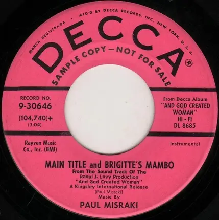 Lionel Newman / Paul Misraki - Michael's Theme / Main Title And Bridgette's Mambo