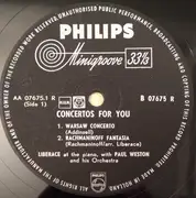10'' - Liberace With Paul Weston And His Orchestra - Concertos For You