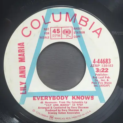 Lily Fiszman And Maria Neumann - Everybody Knows / Morning Glory Morning