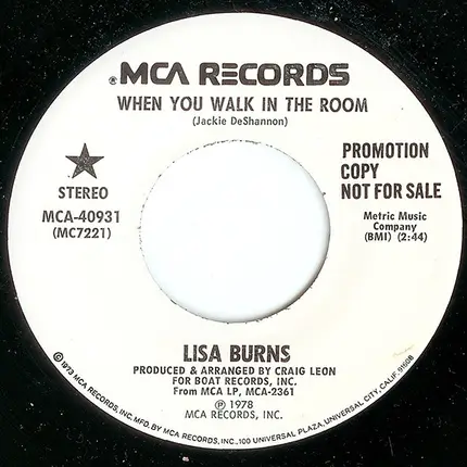 Lisa Burns - When You Walk In The Room