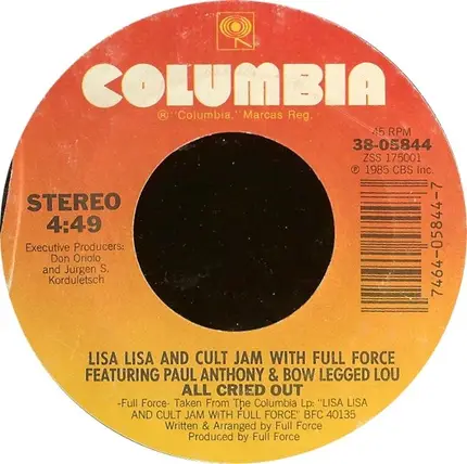 Lisa Lisa & Cult Jam With Full Force - All Cried Out / Behind My Eyes