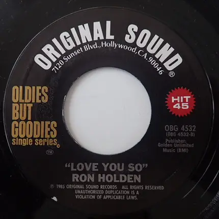Little Caesar & The Romans / Ron Holden - Those Oldies But Goodies (Remind Me Of You) / Love You So