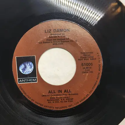 Liz Damon - Walkin' Backwards Down The Road / All In All