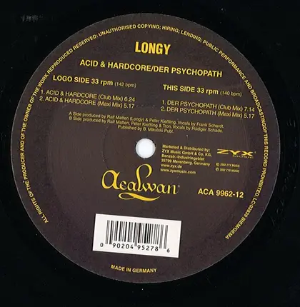 Longy - Acid & Hardcore / Der Psychopath