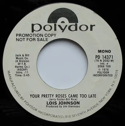 Lois Johnson - Your Pretty Roses Came Too Late