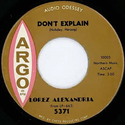 Lorez Alexandria - Don't Explain / I Almost Lost My Mind