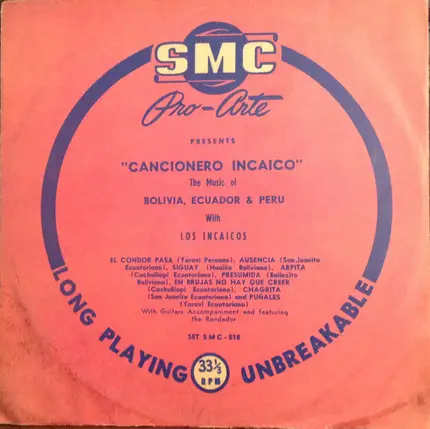 Los Incaicos - "Cancionero Incaico" The Music Of Bolivia, Ecuador & Peru - Volume 1
