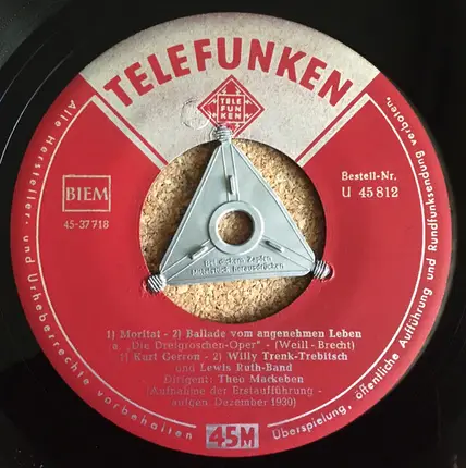 Lotte Lenya Und Lewis Ruth Band - Die Seeräuberjenny