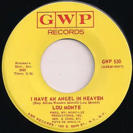 Lou Monte - I Have An Angel In Heaven / I Really Don't Want To Know
